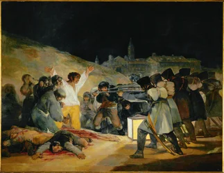 De Derde Mei: de executie van Spaanse opstandelingen door Napoleontische troepen onder generaal Murat (olieverf op doek)