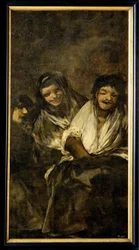 Twee vrouwen en een man (schilderij op doek)