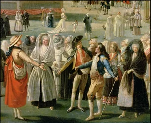 Detail van "Montgolfier ballonvaart in Madrid".