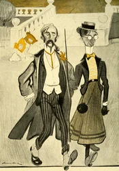 Een Engels stel in Frankrijk wordt bespot om hun vreemde modegevoel, 1903