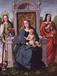 Madonna en kind met St. Catherine en St. Johannes de Evangelist, ca. 1530-40
