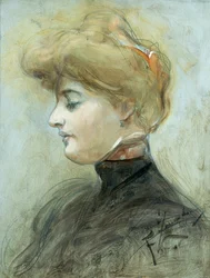Hoofd van een blonde vrouw, ca. 1895