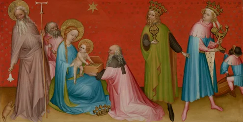 De aanbidding der wijzen met Sint Antonius Abt