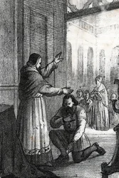 Ontmoeting tussen paus Paulus III en Karel V in Rocca di Busseto in 1543