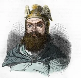 Portret van Attila (395-453) Koning van de Hunnen Tekening uit 