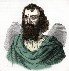 Portret van Keizer Justinianus I (482-565) Tekening uit 