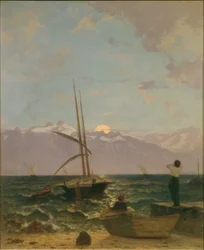 Maanopkomst boven het meer van Genève
