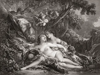 Jupiter en Callisto. (prent)