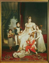 Caroline Bonaparte, zus van Napoleon, koningin van Napels met haar kinderen ...