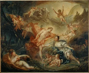 Apollo onthult zijn goddelijkheid aan de herderin Issa (schilderij op doek)