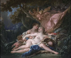 Jupiter in de gedaante van Diana, en de nimf Callisto