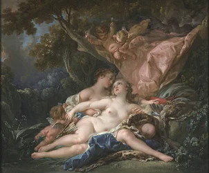 Jupiter in de gedaante van Diana, en de nimf Callisto