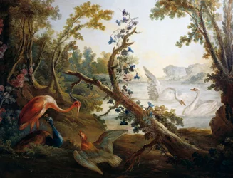 Landschap met zwanen, ca. 1765, detail