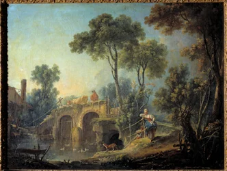 Le pont. Schilderij door Francois Boucher (1703-1770) 1751