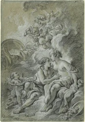 Venus leunde tegen haar geliefde Adonis aan ...