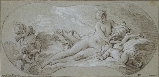 Venus bedwelmt Amor met nectar