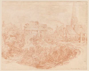 Uitzicht op de boerderijen en de kerktoren