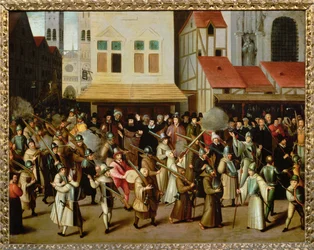Processie van de Katholieke Liga op de Place de Grevein Parijs