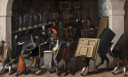De confiscatie van de inhoud van een schildersatelier, ca. 1590