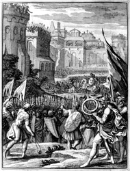 Krachten onder Alarik I, koning van de Visigoten vanaf 395, plunderen Rome, 410 1654