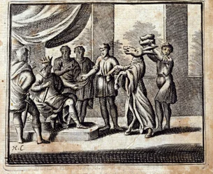 De Charlatan. Fabels door Jean de La Fontaine (1621-95). Illustratie door François Chauveau (1613-1676). Editie van 1728.