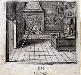 De kaars. Fabels van Jean de La Fontaine (1621-95). Illustratie door François Chauveau (1613-1676). Editie van 1728.