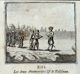 De twee avonturiers en de talisman. Fabels van Jean de La Fontaine (1621-95). Illustratie door François Chauveau (1613-1676). Editie van 1728.