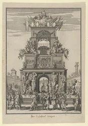 Triomfboog opgericht ter ere van kardinaal Mazarin na het Verdrag van de Pyreneeën..., ca. 1664-65