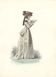 Vrouw die een boek leest, tijdperk van Marie Antoinette