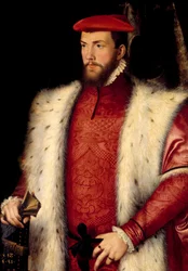Portret van Odet de Coligny (1517-1571) Kardinaal de Chatillon. Schilderij door François Clouet (1515-1572) 16e eeuw. Chantilly, Musée Condé
