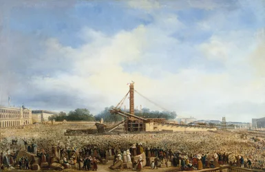 Oprichting van de Louqsor obelisk op Place de la Concorde, 25 oktober