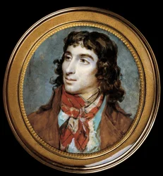 Portret van Camille Desmoulins (1760-1794). Miniatuurschilderij door François Dumont (1751-1831)? Diam 0,065 m. - Portret van Camille Desmoulins (1760-1794). Miniatuur. Schilderij door François Dumont (1751-1831)? 0,065 m. Louvre Museum, Parijs