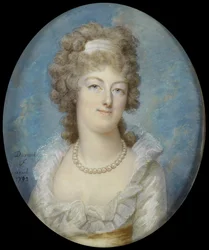 Portret van koningin Marie Antoinette met een parelketting, 1792
