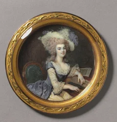 Portret van een vrouw aan een klavecimbel, ca. 1788