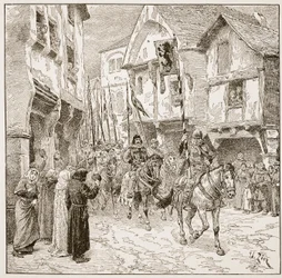 Vertrek van Hertog Robert naar het Heilige Land, illustratie uit 