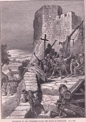 Processie van de kruisvaarders rond de muren van Jeruzalem AD 1097