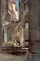 Interieur van de ruïnes van de abdij Saint Jean des Vignes, Soissons, Frankrijk, 18 mei 1915, 1926