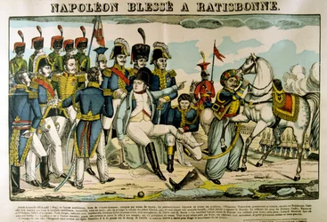 Napoleon gewond bij Ratisbon, april 1809, ca. 1835