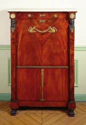 Schrijftafel met deksel (goud, mahonie, marmer & brons)