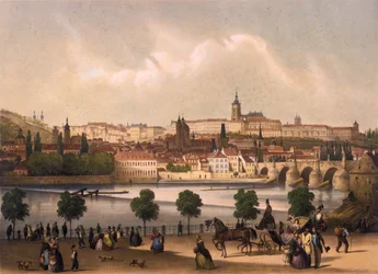 Uitzicht op de Kleine Wijk en de Praagse Burcht Hradcany, ca. 1845