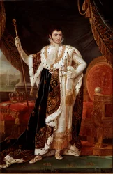 Portret van Jerome Bonaparte, koning van Westfalen, voor de tuinen van Wilhelmshohe