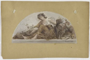 Schets voor de eetzaal van het Hôtel de Ville in Parijs: De jacht of de herfst