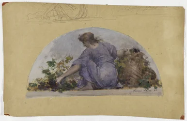 Schets voor de eetkamer van het Hôtel de Ville de Paris, La Vendange, ca. 1893
