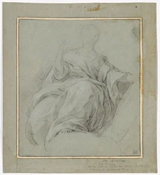 Studie van een zittende gedrapeerde vrouw (Studie voor de allegorische figuur "La Force")