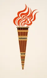 Brandende fakkel uit Prométhée Enchaîné door Aeschylus, pub. 1941 (pochoir print)