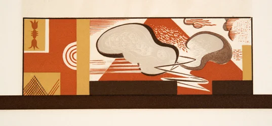 Grafische illustratie uit Prométhée Enchaîné door Aeschylus, pub. 1941 (pochoir print)