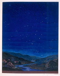 Nachtelijk landschap, illustratie uit Rudyard Kipling