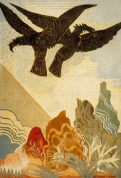 De Odyssee van Homerus: de adelaars van het voorteken, gegraveerd door Theo Schmied, 1930-33, kleurenlithografie