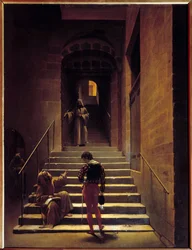 Uitzicht op het interieur van een klooster in Rome Schilderij door Francois Marius Granet (1775-1849) 19e eeuw Zon. 0,65x0,49 m Pau, Museum voor Schone Kunsten