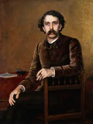 "Portret van de Franse dichter en schrijver Stephane Mallarme (1842-1883) Schilderij van Francois Nardi (1861-1936). 1887 Afm. 42,5 X 32 cm Privécollectie